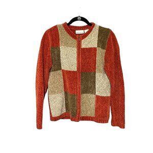 Croft & Barrow Chenille Fall Colors Zippered Cardigan Women's Size Small